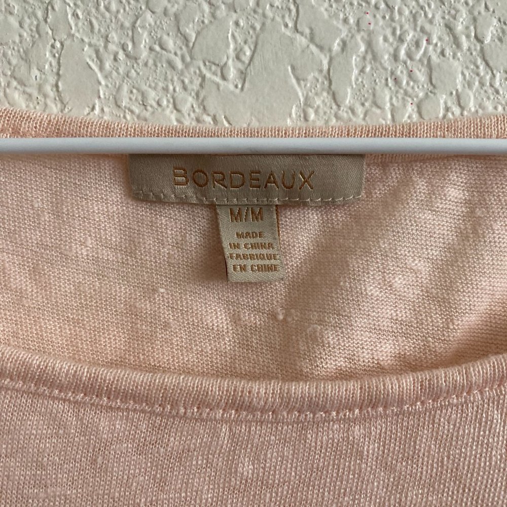 Bordeaux by Anthropology 100% Linen Olive Green & Blush Pink Two Toned Shirt - Picture 8 of 11